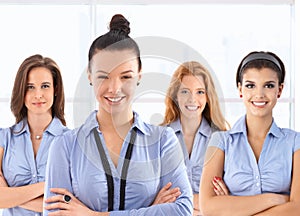 Female front office workers in uniform