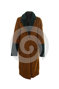 Female fur coat made of natural fur isolated on a white background