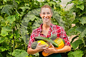 Female gardener in market garden or nursery