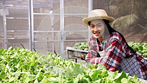Female Gardener on organic vegetable farms photo