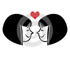 Female gay couple in love illustration