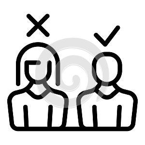 Female gender exclusion icon outline vector. Woman discrimination photo