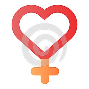 Female gender flat icon. Heart shaped woman gender sign color icons in trendy flat style. Sex sign gradient style design