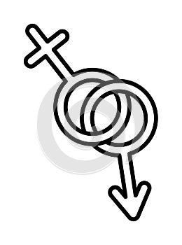 Female, gender, hetero vector icon on transparent background. Outline Female, gender, hetero vector icon