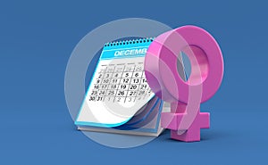 Female gender symbol with calendar