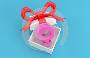 Female gender symbol inside gift