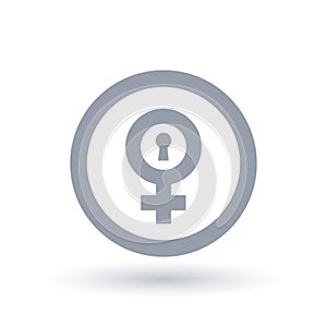 Female gender symbol with keyhole. Biological woman sign.