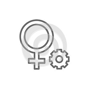 Female gender symbol line icon.