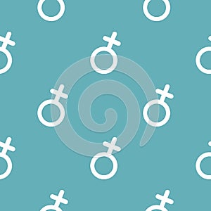 Female gender symbol pattern seamless blue