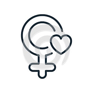 Female Gender Symbol. Woman Gender Line Icon. Concept Love, Respect, Care and Regard of Women. Female Symbol with Heart