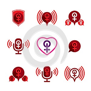 Female gender vector icons set.