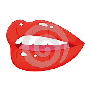 Female glossy lips icon, desire and kiss symbol