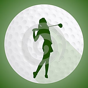 Female Golf Player Silhouette And The GolfBall