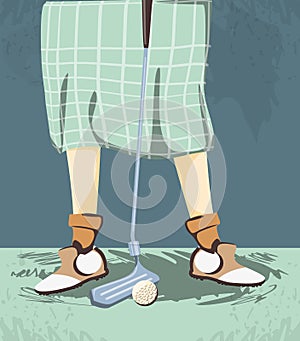 Female golfer feet on golf course