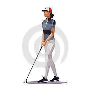 female golfer vector flat minimalistic isolated illustration