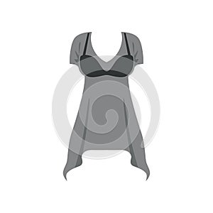 Female gray tunic with short sleeves, fashion women clothes vector Illustration on a white background