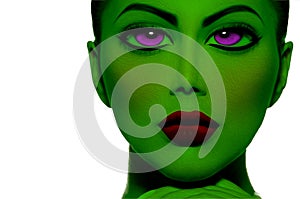 Female Green Face Oil Panting Effect! photo