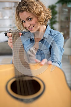 female guitar player musical performer portrait
