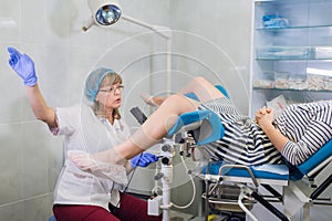 Female Gynecologist During Examination In Her Office