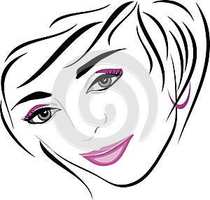 Female hairdo. Icon for design