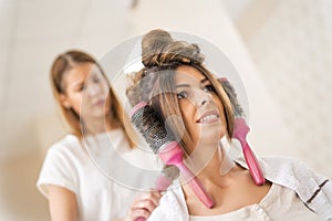 Female hairdresser at work