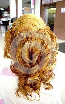 female hairstyle from behind, styling in the form of a braid