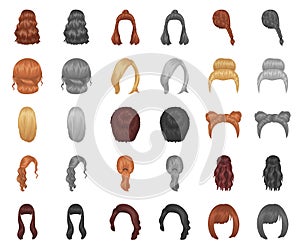 Female hairstyle cartoon,monochrom icons in set collection for design. Stylish haircut vector symbol stock web photo