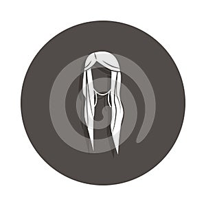 female hairstyle icon in badge style. One of Barbar collection icon can be used for UI, UX