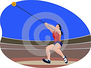 Female hammer thrower beautiful illustration