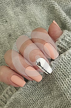 Female hand beautiful manicure colored professional fingernail