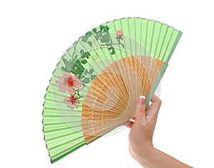 Female hand with decorated fan #3