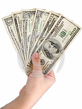 Female hand with dollars