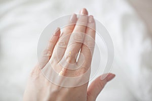 On the female hand flash sticker