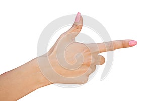 Female hand with forefinger photo