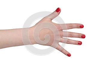 Female hand with gaudy red manicure photo