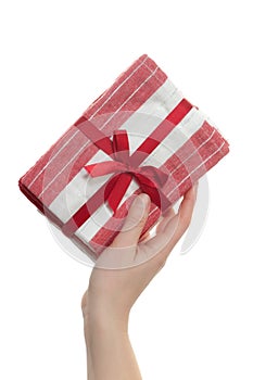 Female Hand Holding Cloth Gift Pack