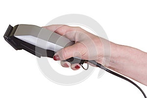 Female hand holding Hair trimmer