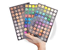 Female hand holding a makeup palette