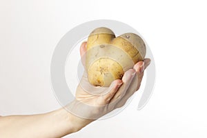 Female hand holding a potatoe heart photo