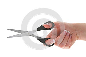 Žena ruka držanie nožnice 