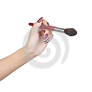 Female hand with make-up artist brush