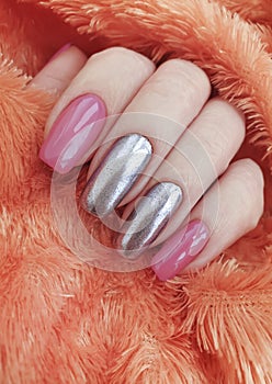 Female hand nails beautiful manicure  color