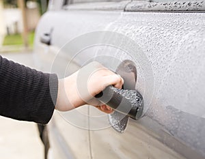 Female hand Opening Car Door