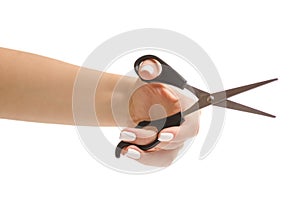 Female hand scissors