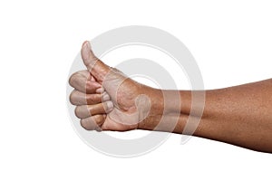 Female hand thumb up