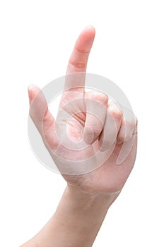 Female hand touching or pointing to something