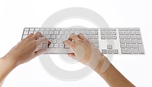 Female hand typing