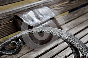 Female handbag on the bench