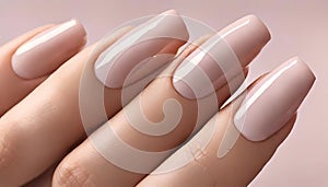 Female hands with beige nail design, Nail polish manicure, Generative AI illustrations