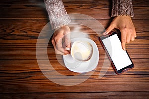 A female hands and coffee